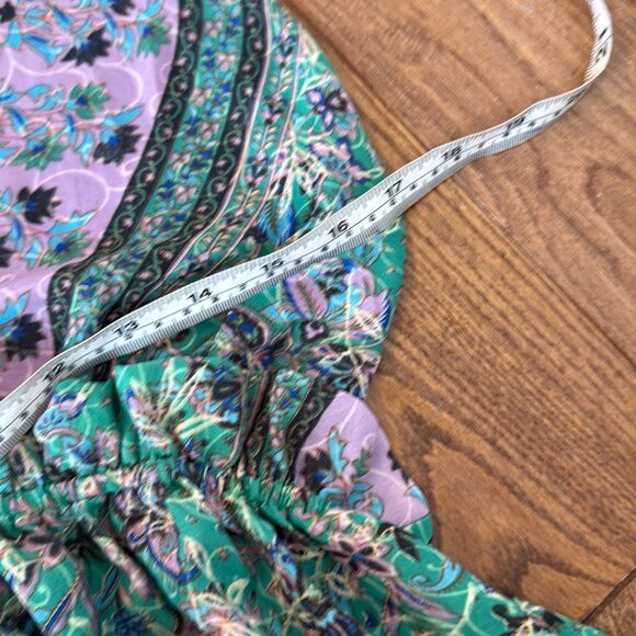 Chic Floral Midi Dress in Teal and Lavender - Picture 7 of 10